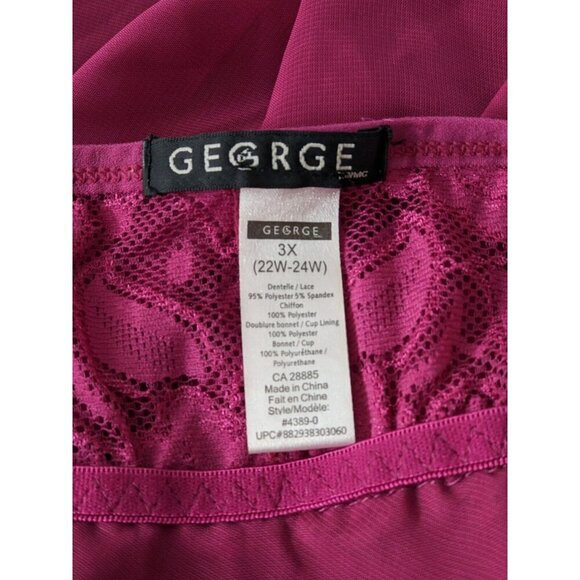 Pink Baby Doll Plus Size 3X Nightie Open Front Sheer Chemise Lace Embellishments - Picture 4 of 4